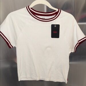 Levi's White Tee with Red Ringer Trim - Women's Short Sleeve